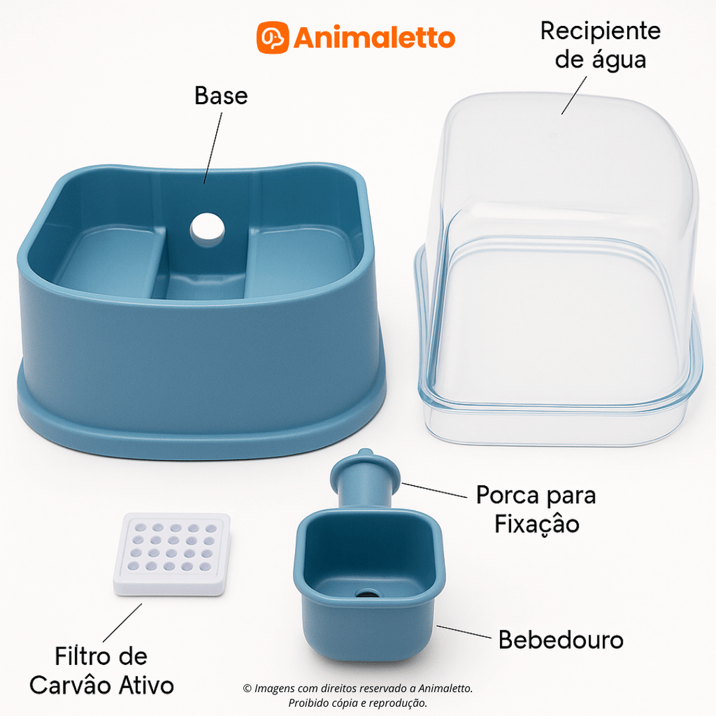 Bebedouro Automático Cães Pet Pelos Longos com Filtro 2,3Lts