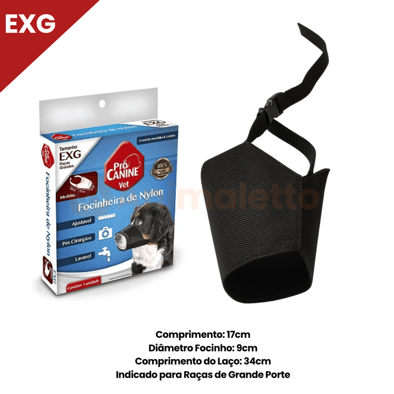 Focinheira de Nylon Ajustável para Cães PróCanine Vet