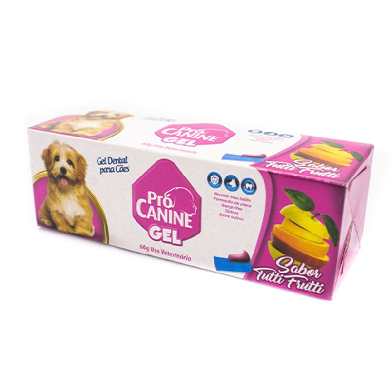 Gel Dental para Cães Pro Canine 60g Sabor Tutti-Fruti