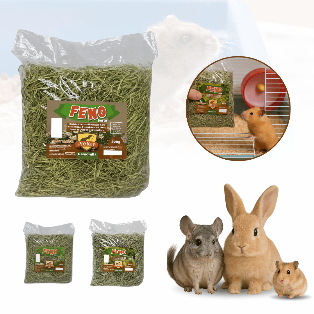 Feno Natural Nutritivo ProRoe 400g para Roedores e Coelhos
