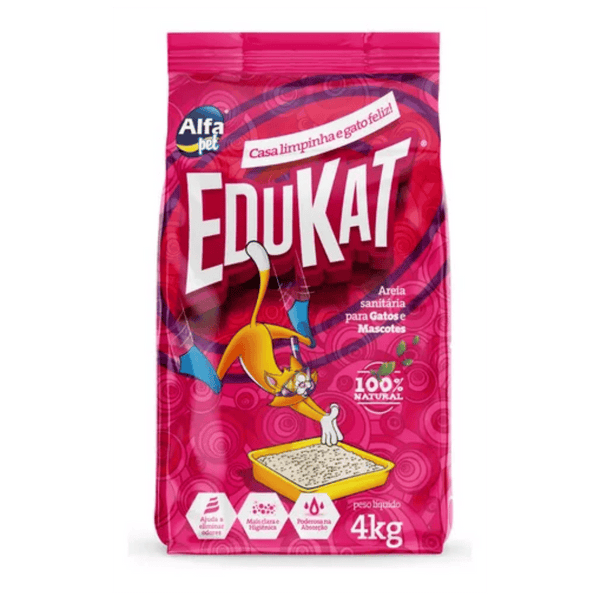 Areia Santária para Gatos Edukat Kit com 5 Unidades - 4kg