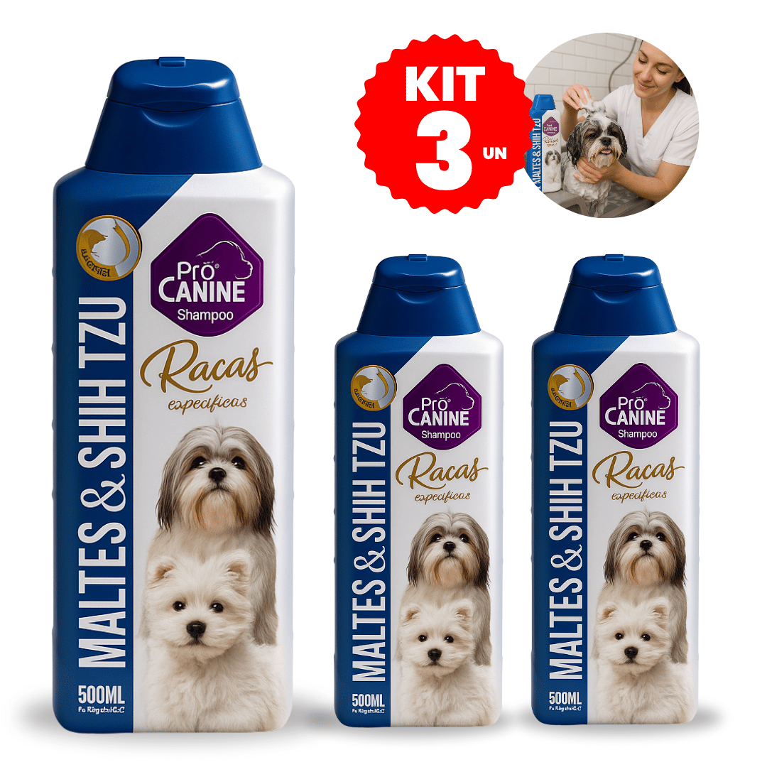 3 Shampoo para Cachorro Raças Específicas Maltes e Shih-Tzu PróCanine 500ml