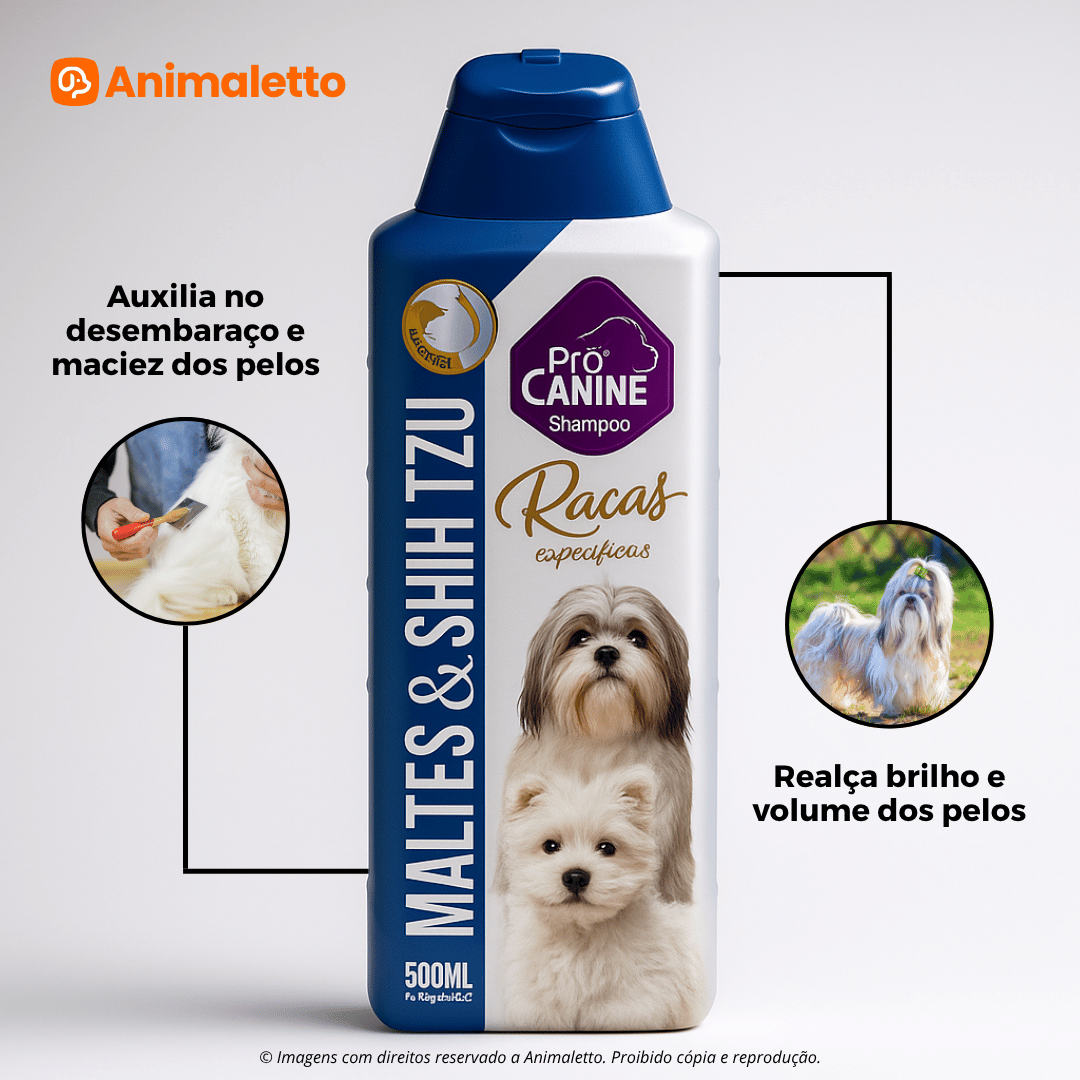 3 Shampoo para Cachorro Raças Específicas Maltes e Shih-Tzu PróCanine 500ml