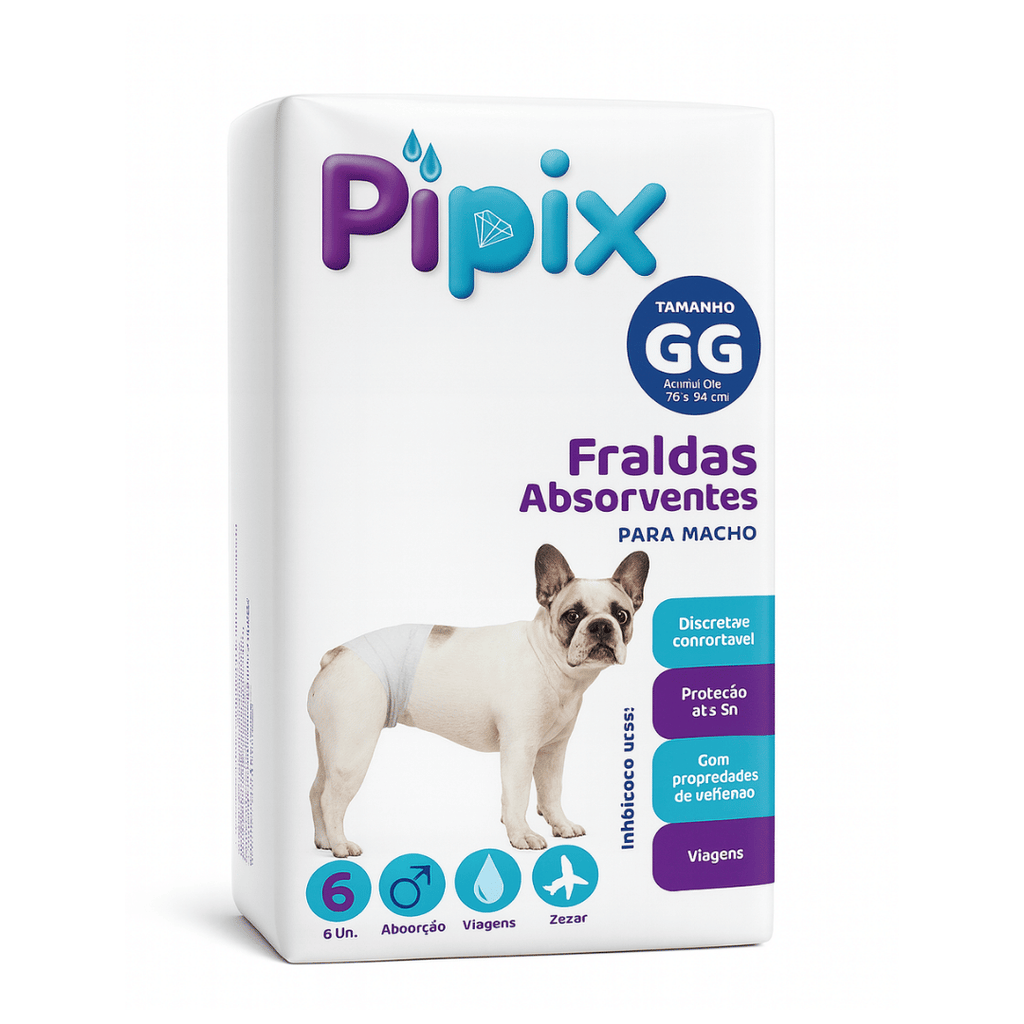 Fralda Higiênica Descartável para Cães Pet Pipix Macho 6 Un