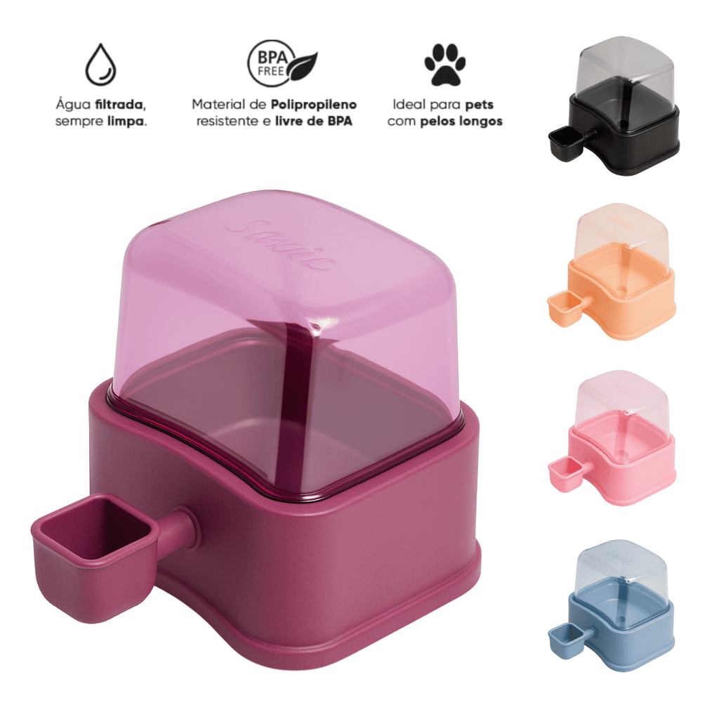 Bebedouro Automático Cães Pet Pelos Longos com Filtro 2,3Lts