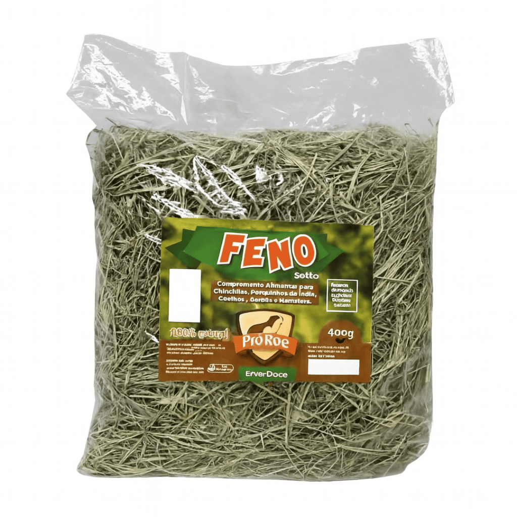 Feno Natural Nutritivo ProRoe 400g para Roedores e Coelhos