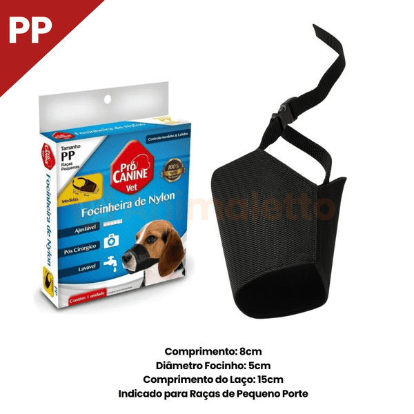 Focinheira de Nylon Ajustável para Cães PróCanine Vet