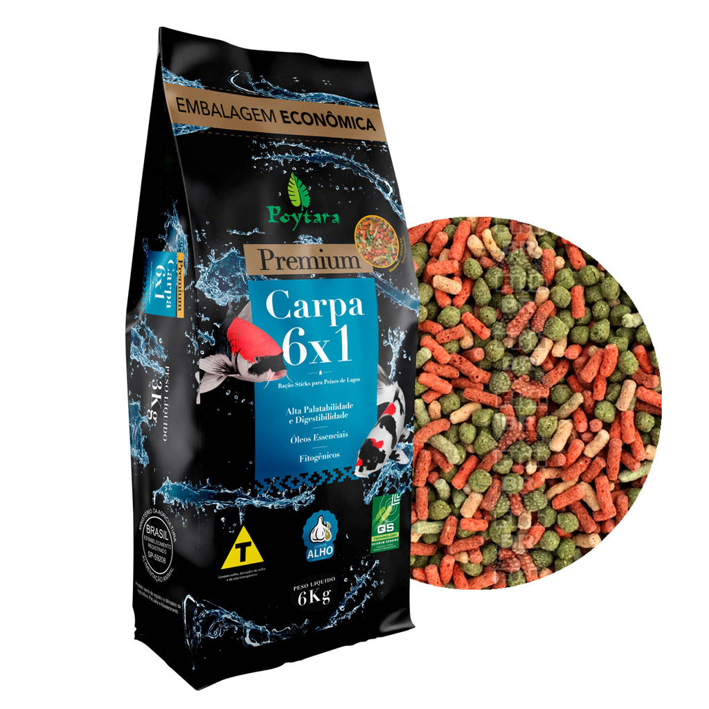 Alimento Poytara para Carpa 6 Em 1 - 6Kg