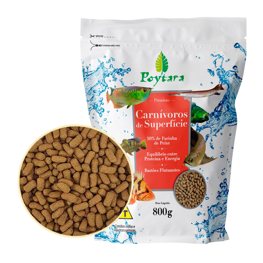 Alimento Poytara para Peixes Carnívoros de Superfície 800Gr