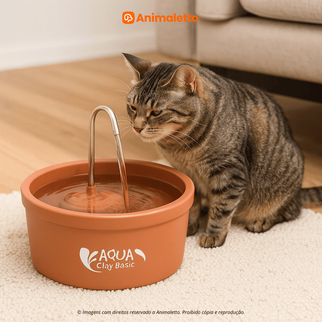 Bebedouro Fonte para Gatos Cerâmica Automático 2,5L Aqua Clay