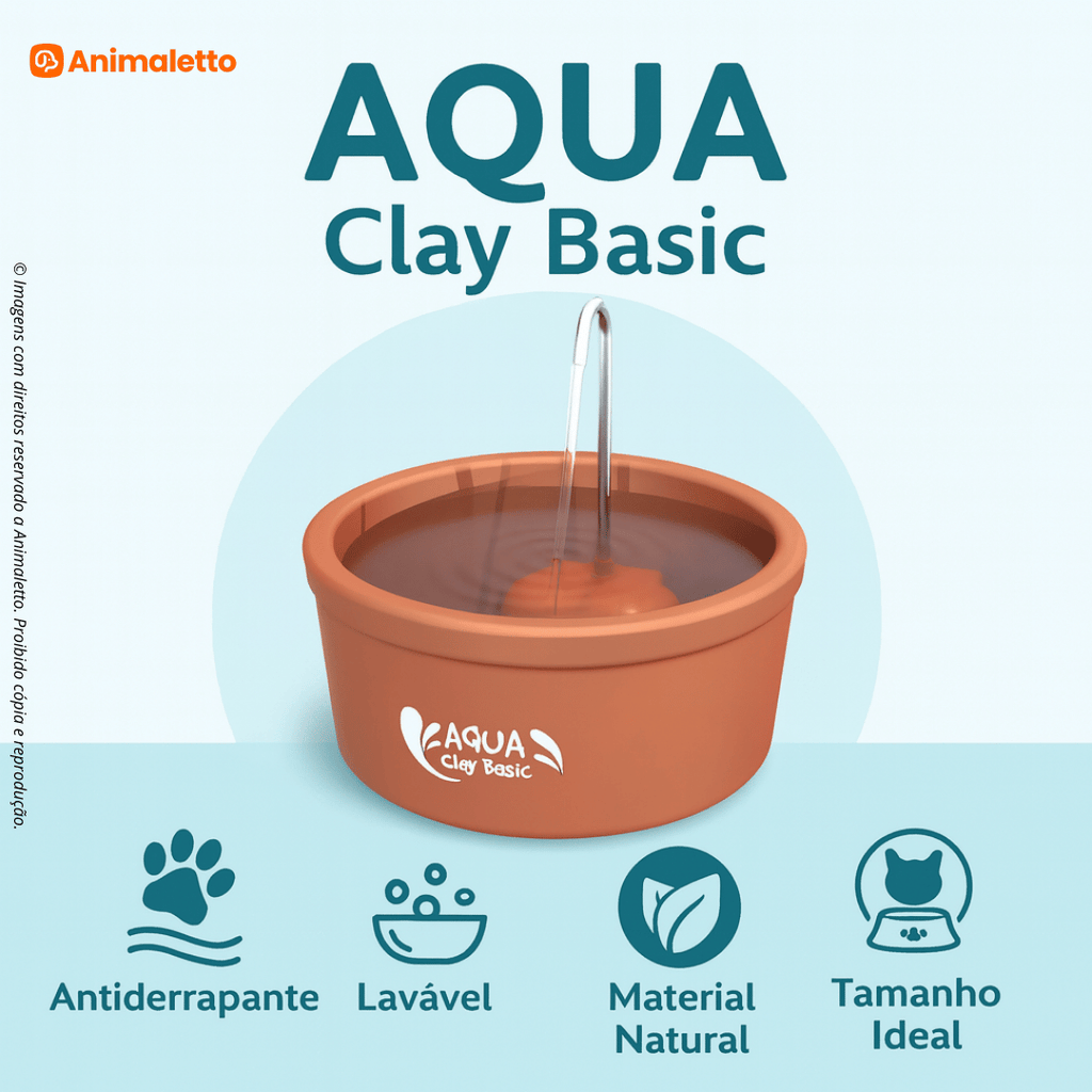 Bebedouro Fonte para Gatos Cerâmica Automático 2,5L Aqua Clay