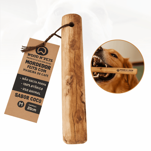 Brinquedo Mordedor Ecológico para Cachorro de Madeira Rustico Sustentável