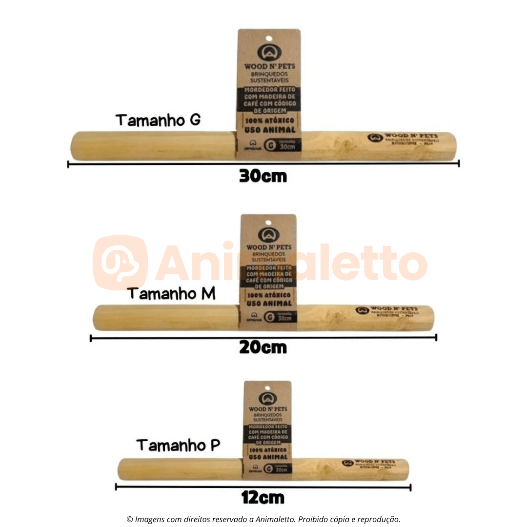 Brinquedo Mordedor Ecológico para Cachorro de Madeira Rustico Sustentável