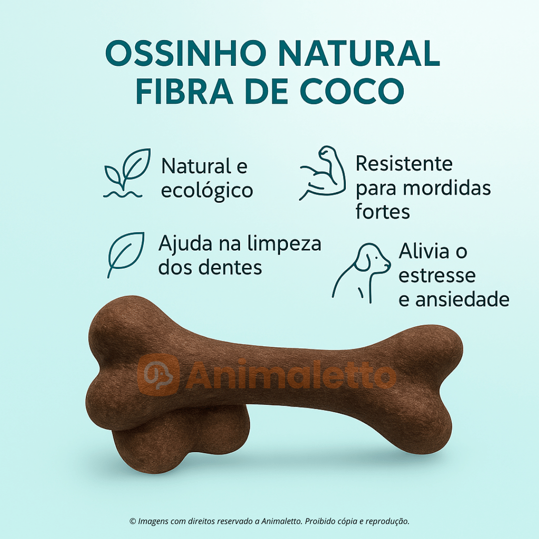 Brinquedo Mordedor Osso Fibra de Coco Natural Cachorro Todos Tamanhos