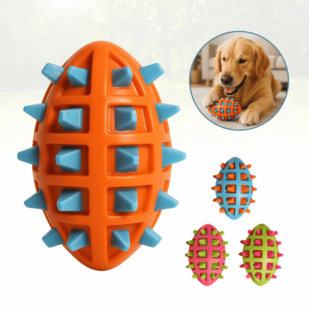 Brinquedo Mordedor Oval Spike Para Cães Pet Com Apito 14cm
