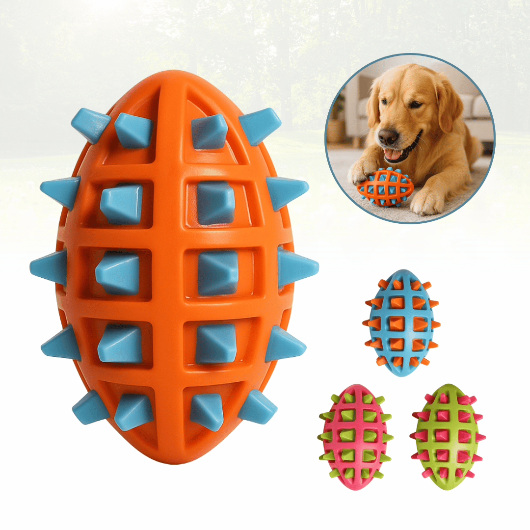 Brinquedo Mordedor Oval Spike Para Cães Pet Com Apito 14cm