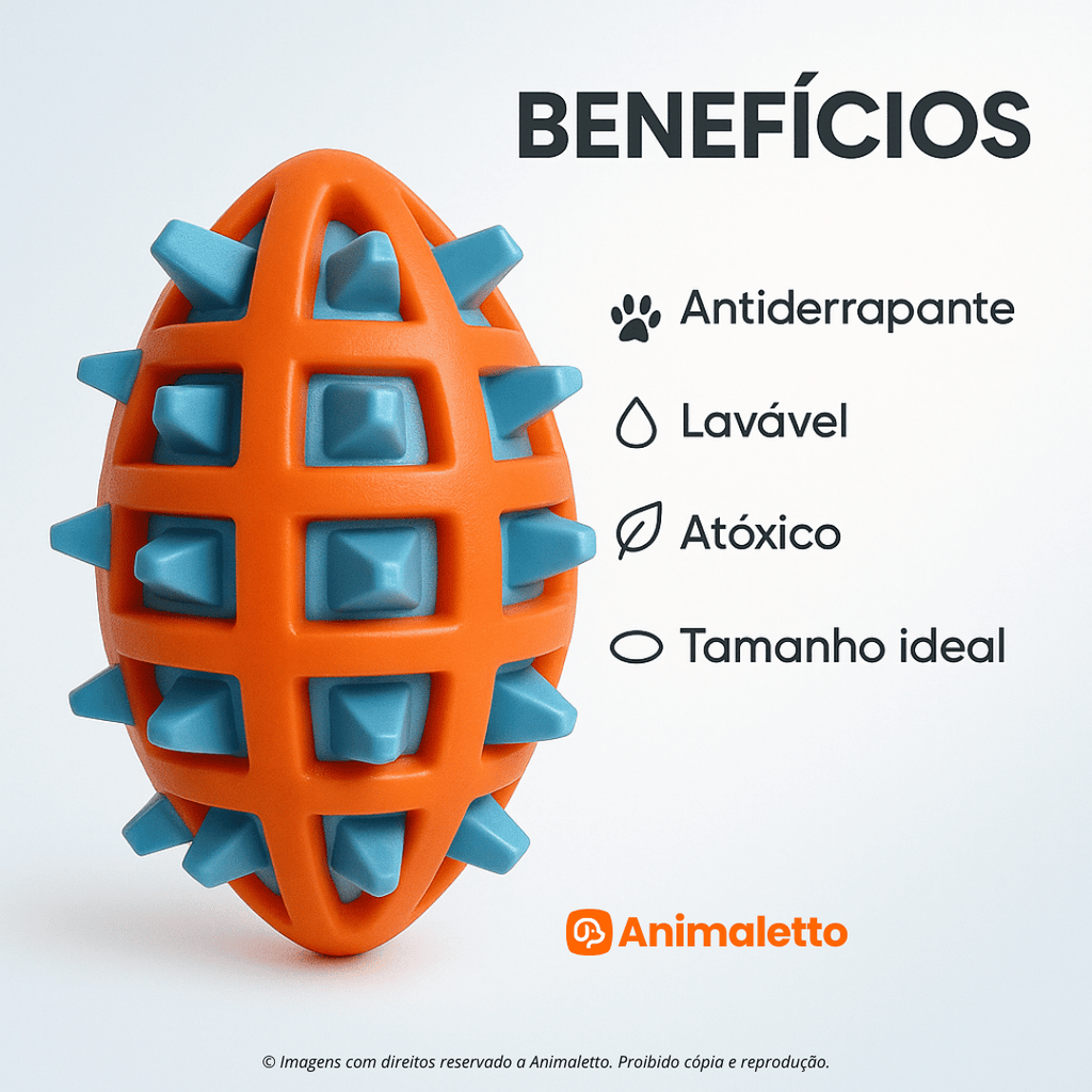 Brinquedo Mordedor Oval Spike Para Cães Pet Com Apito 14cm