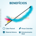 Brinquedo Para Gato Varinha Penas Coloridas Napi Pet