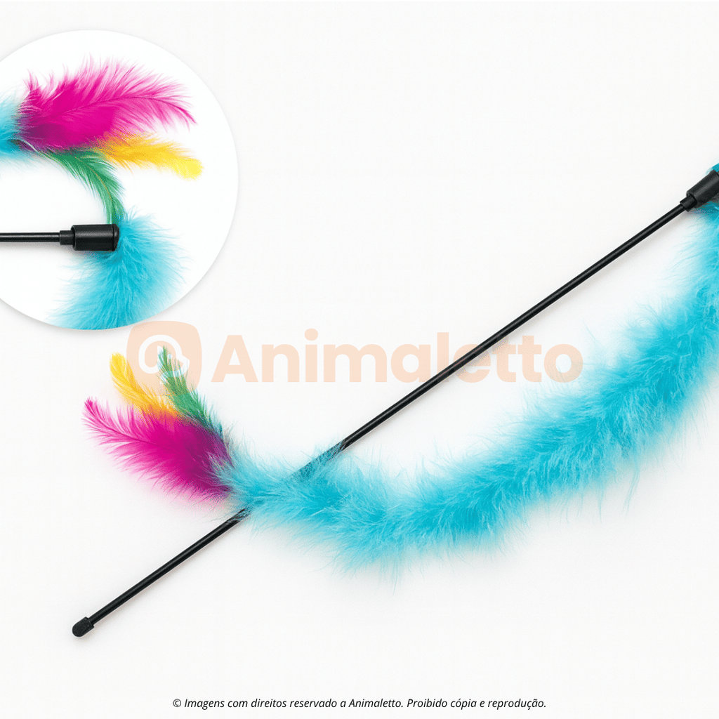 Brinquedo Para Gato Varinha Penas Coloridas Napi Pet
