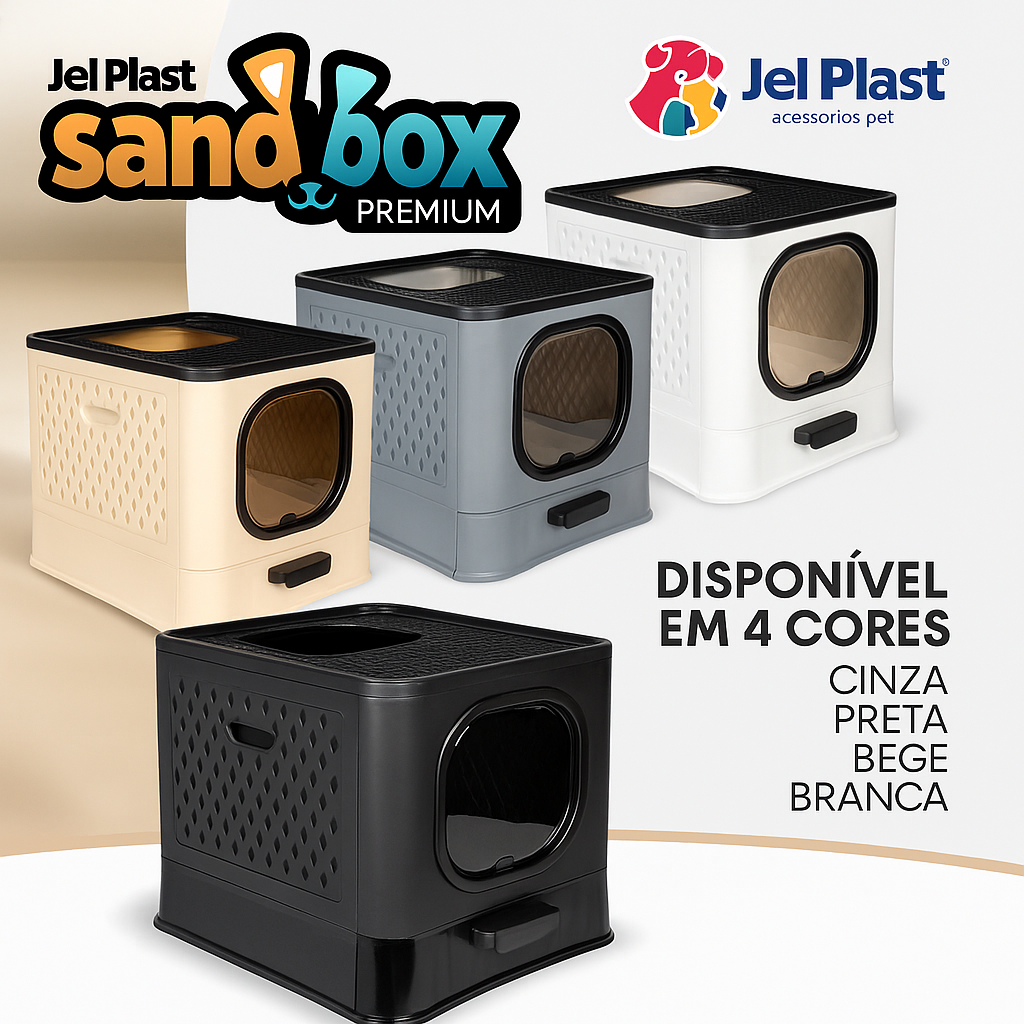 Caixa de Areia Fechada para Gatos SandBox Premium Jel Plast