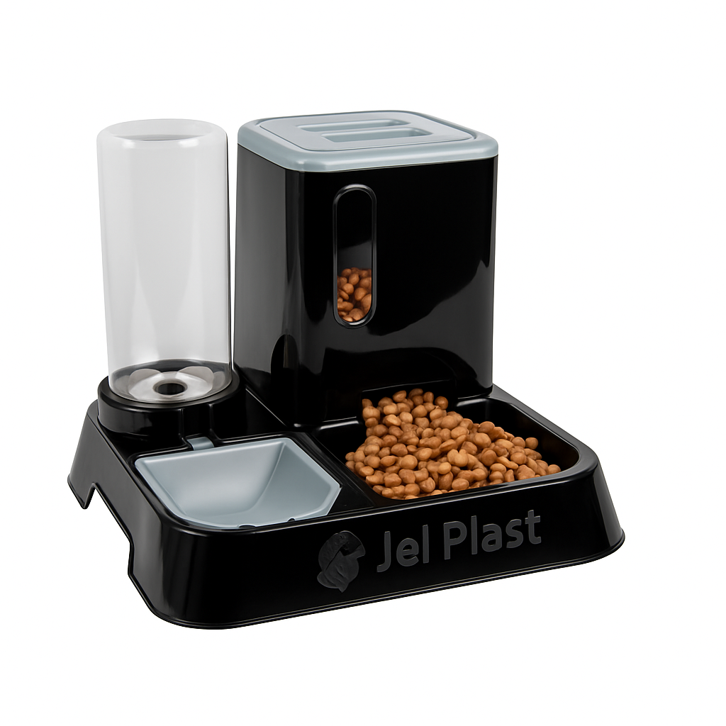 Comedouro e Bebedouro Automático Para Cães e Gatos Premium 3 em 1 Jel Plast