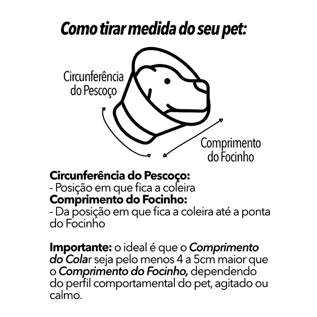 Colar Elizabetano Cirúrgico Pós Operatório Cone Cachorro Gato Pet Diversos Tamanhos