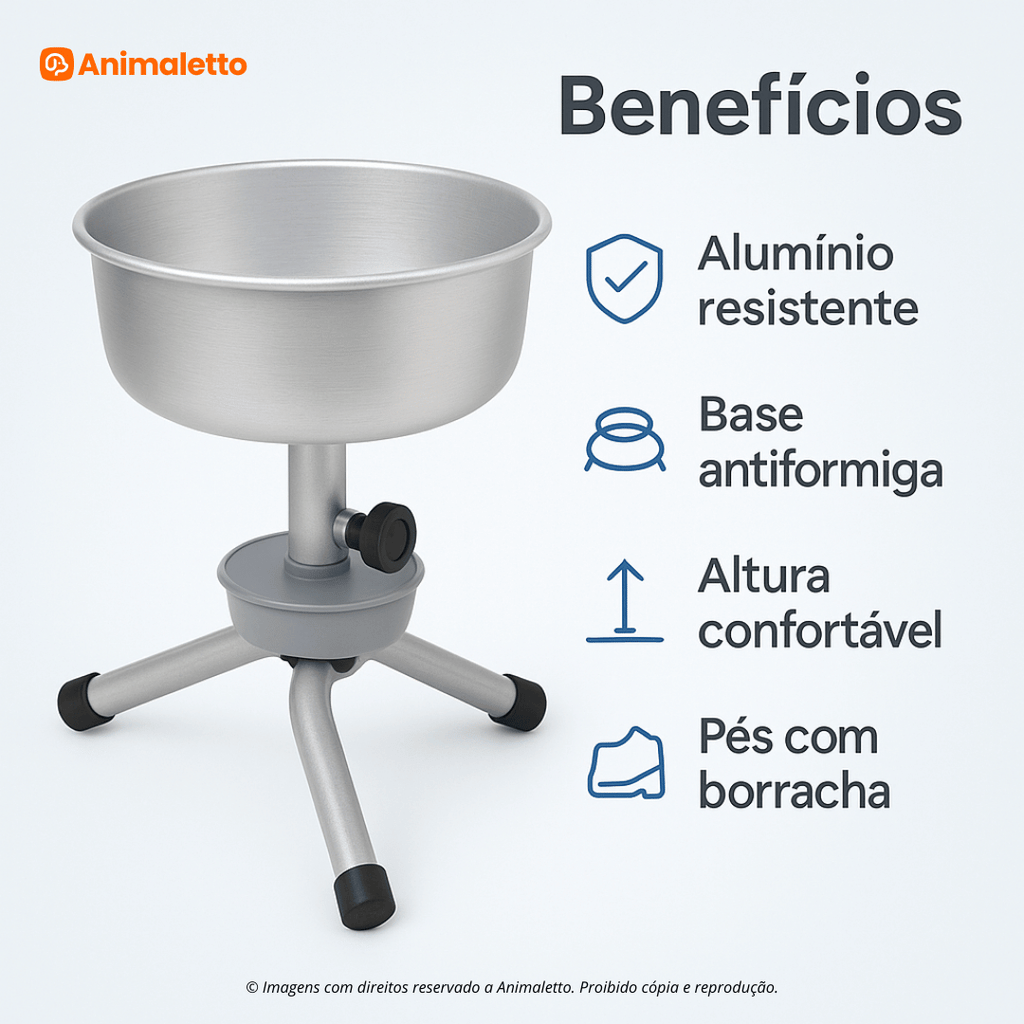 Comedouro Antiformiga Alumínio 1,5L Ajustável Nf Pet
