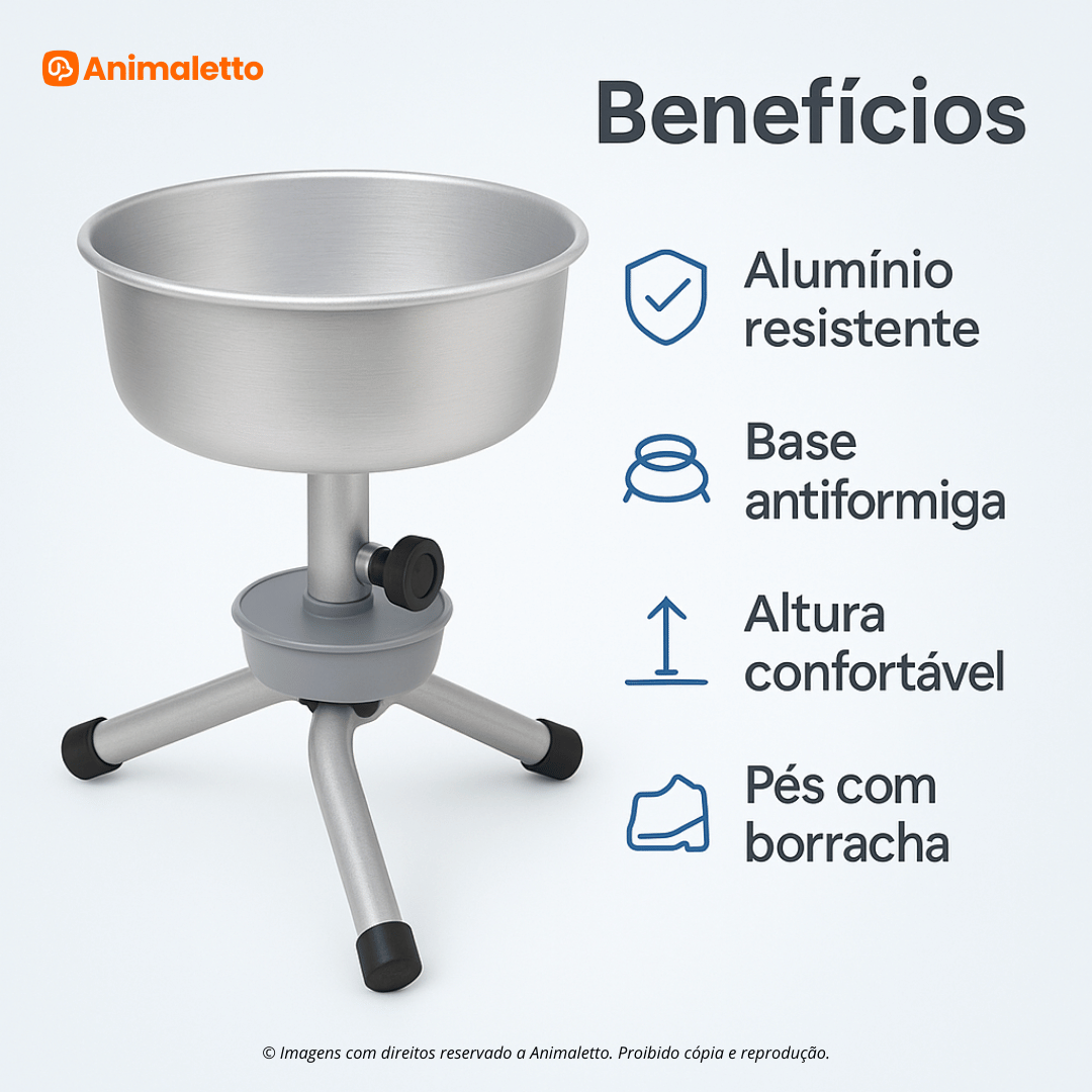 Comedouro Antiformiga Alumínio 1,5L Ajustável Nf Pet