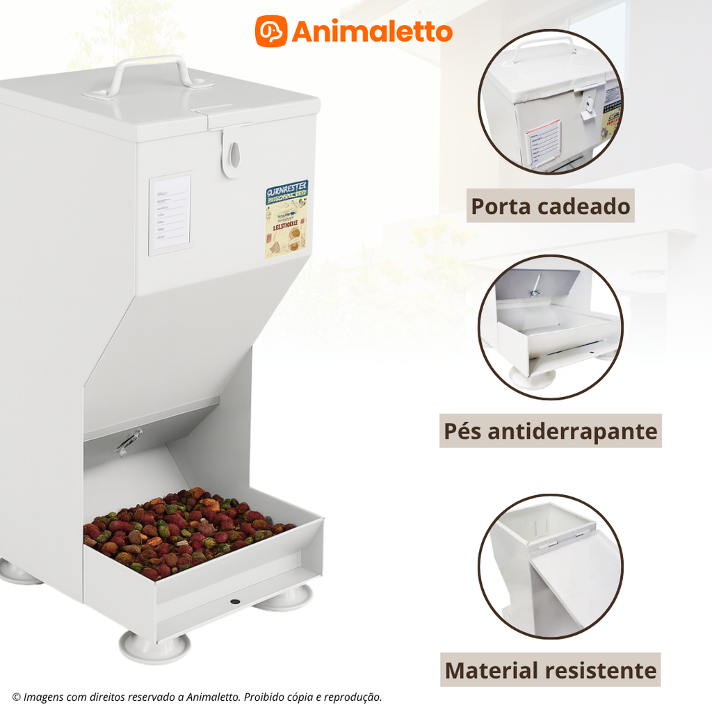 Comedouro Automático de Aço para Cães Gato Coelho 10kg Fercar