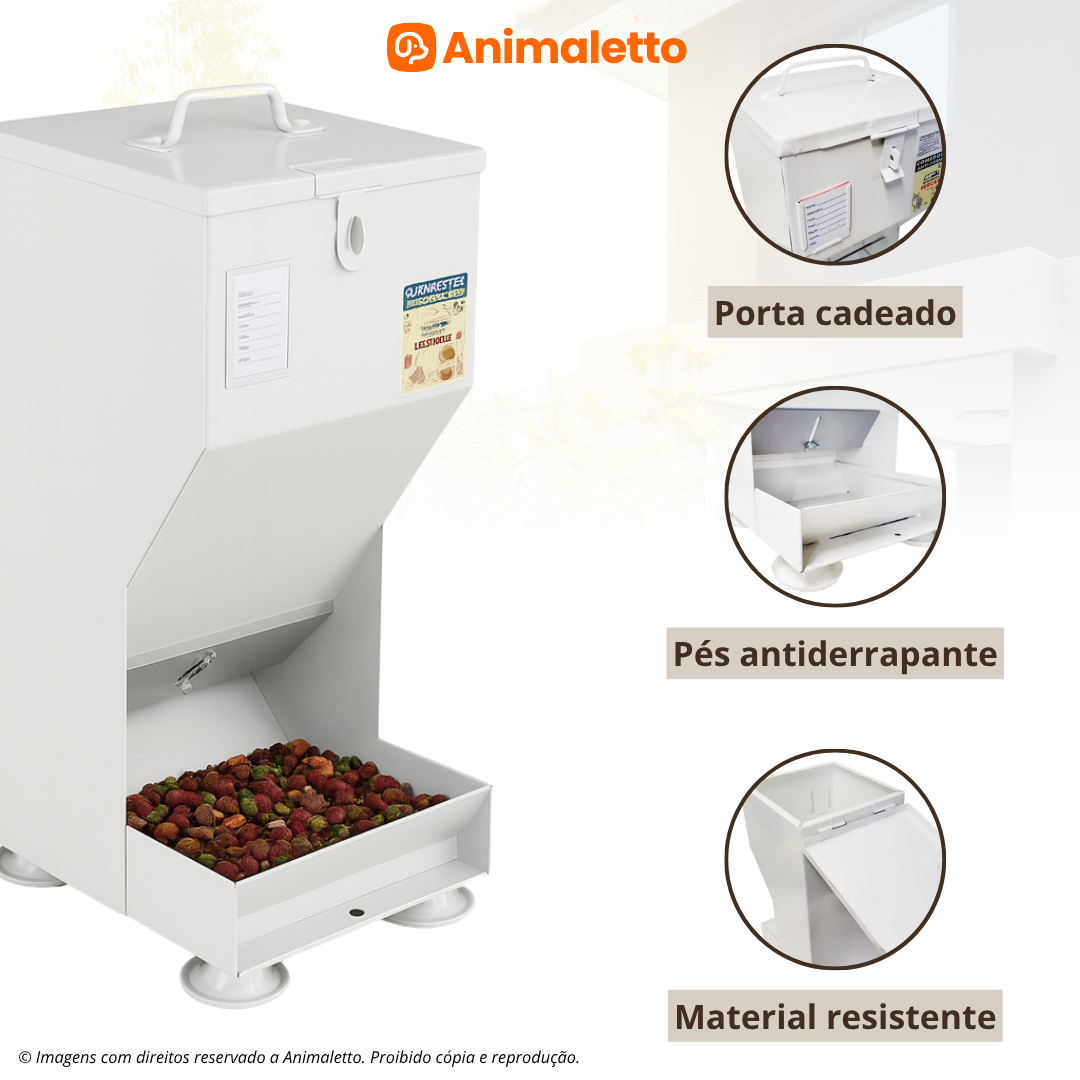 Comedouro Automático de Aço para Cães Gato Coelho 10kg Fercar