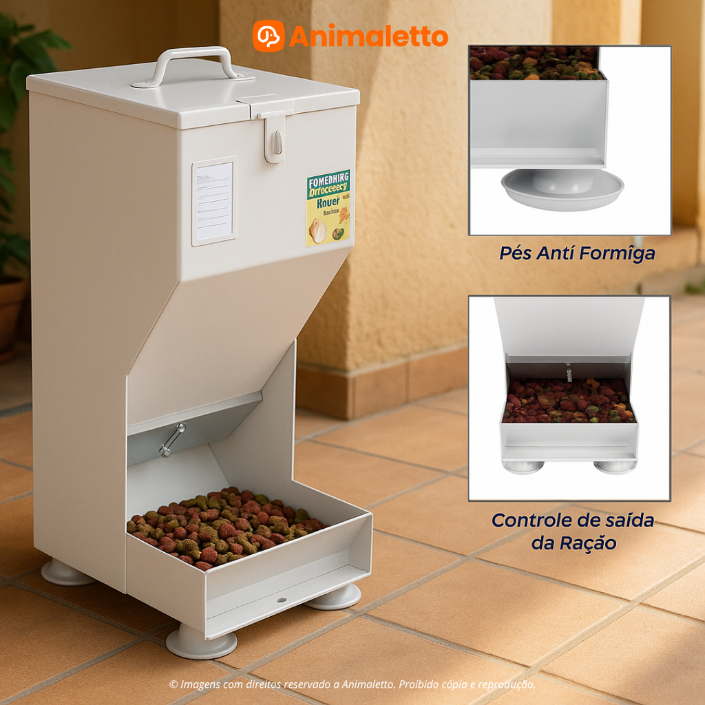 Comedouro Automático de Aço para Cães Gato Coelho 10kg Fercar