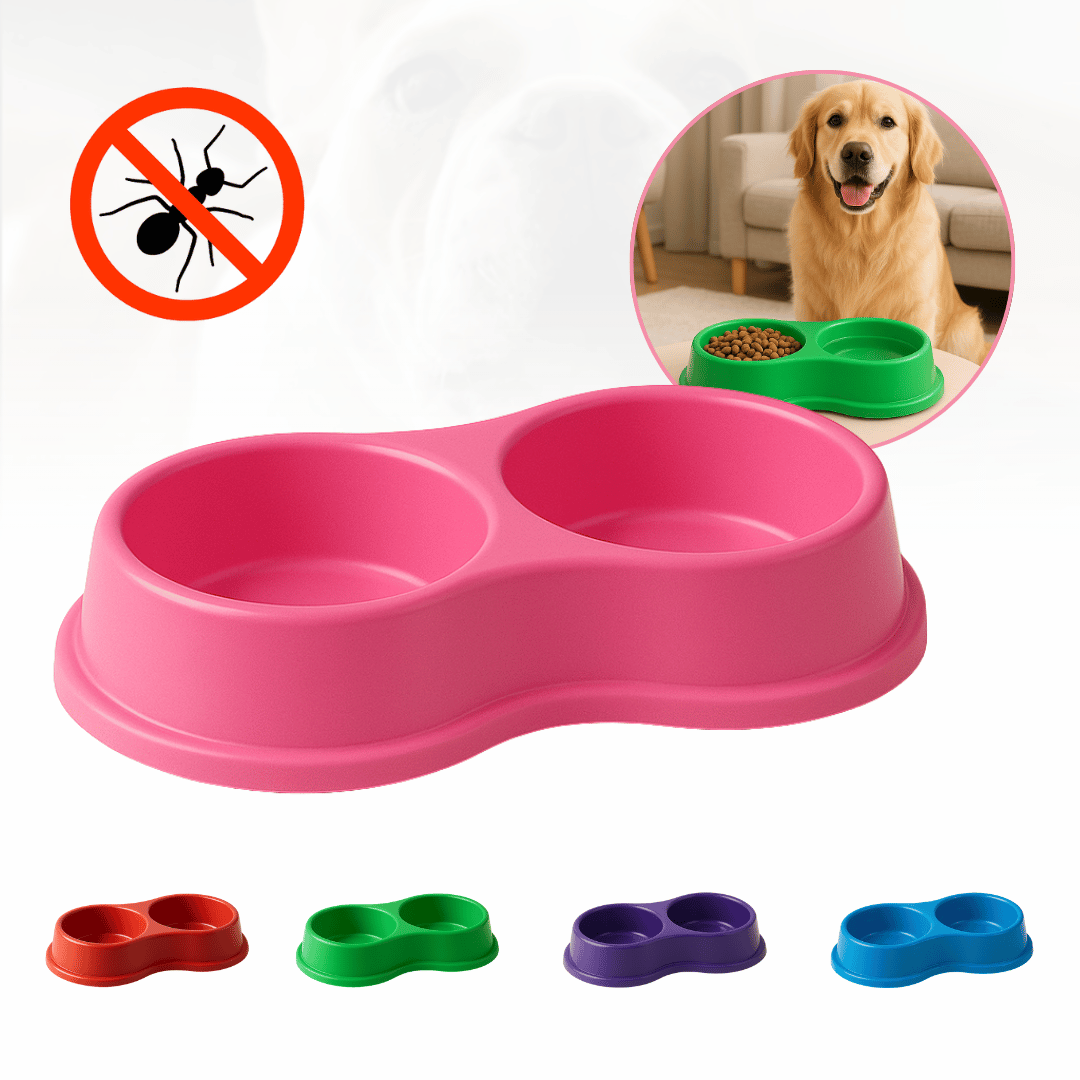 Comedouro e Bebedouro Duplo Anti Formiga 270ml Para Gatos Cachorros Coelhos