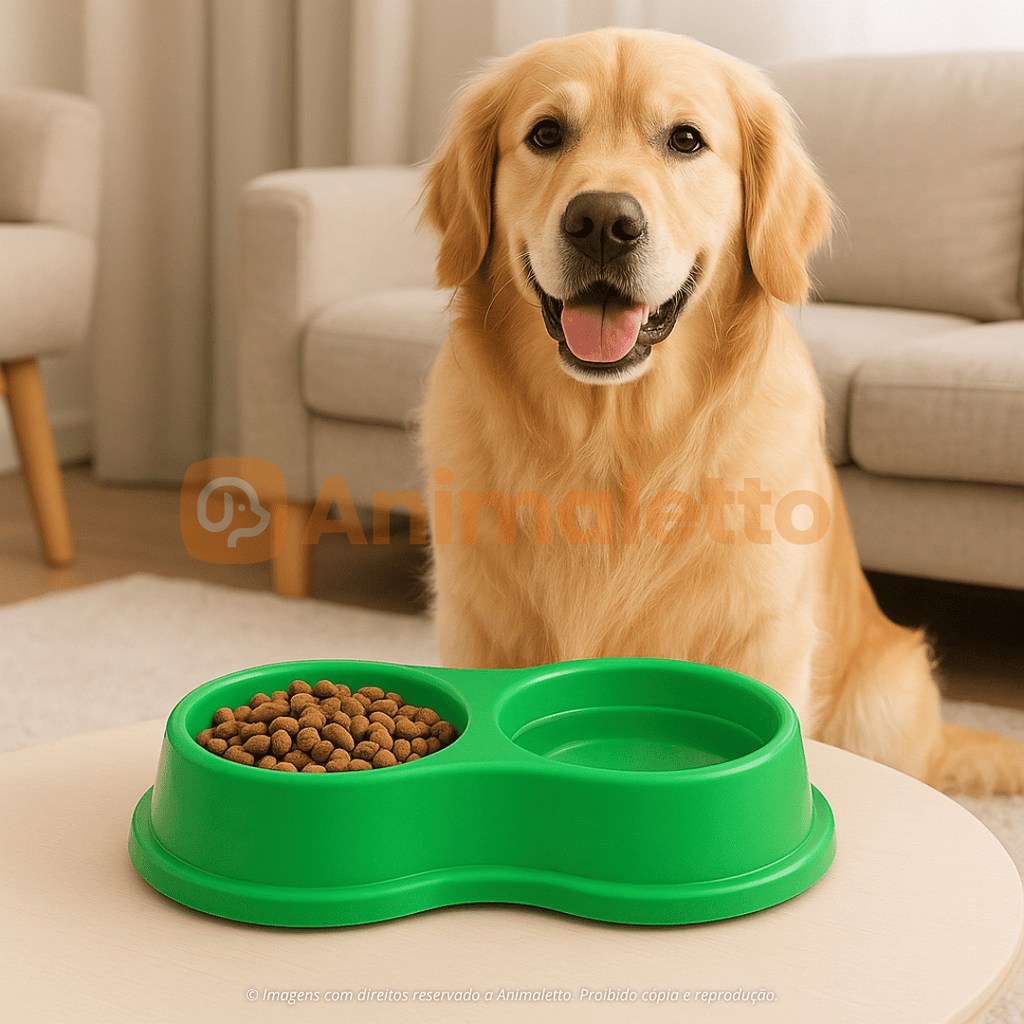 Comedouro e Bebedouro Duplo Anti Formiga 270ml Para Gatos Cachorros Coelhos