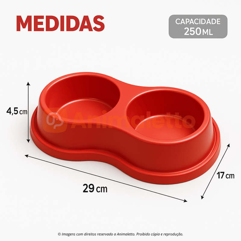 Comedouro e Bebedouro Duplo Anti Formiga 270ml Para Gatos Cachorros Coelhos