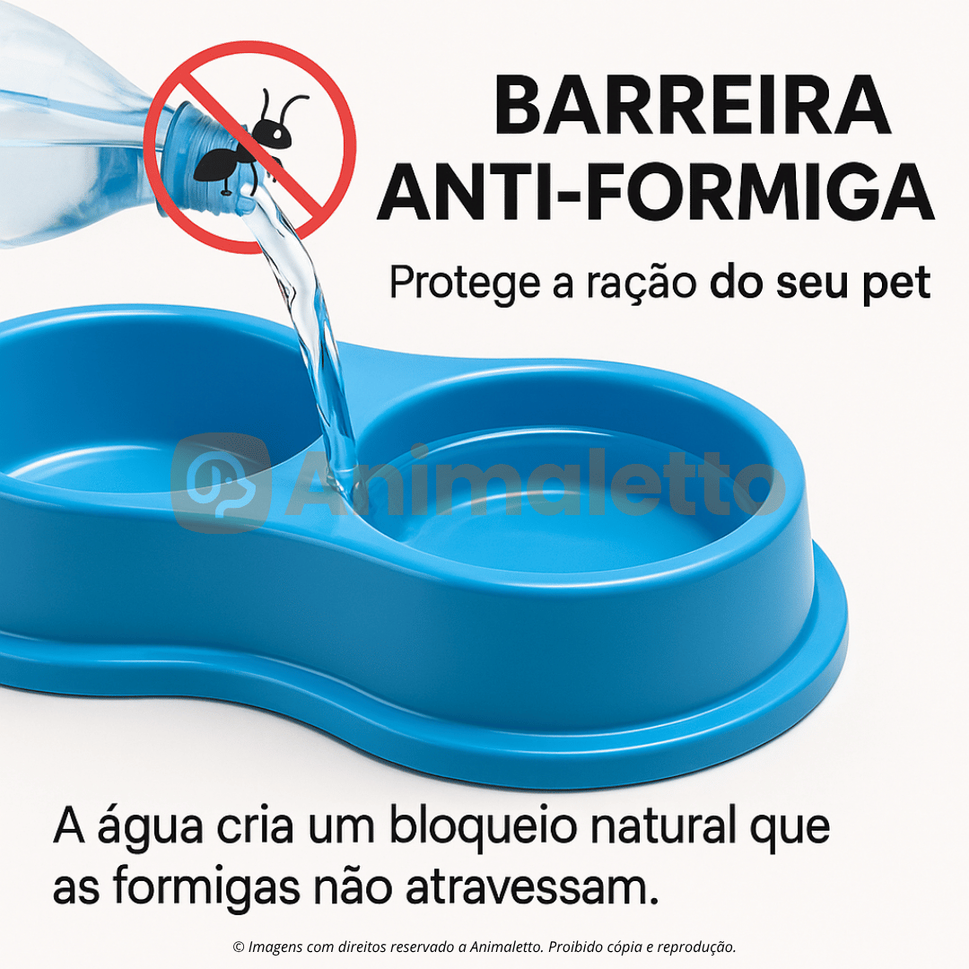 Comedouro e Bebedouro Duplo Anti Formiga 270ml Para Gatos Cachorros Coelhos