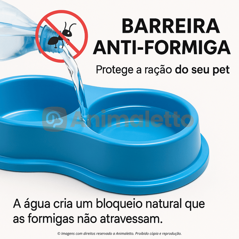 Comedouro e Bebedouro Duplo Anti Formiga 270ml Para Gatos Cachorros Coelhos