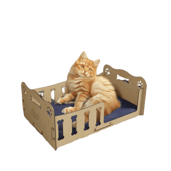 Caminha de Luxo Ossinho Ricapet para Cachorros e Gatos Madeira - Modelo 2