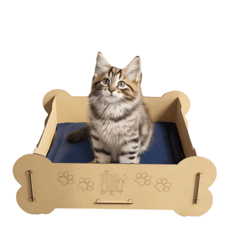 Caminha de Luxo Ricapet para Cachorros e Gatos Madeira - Modelo 1