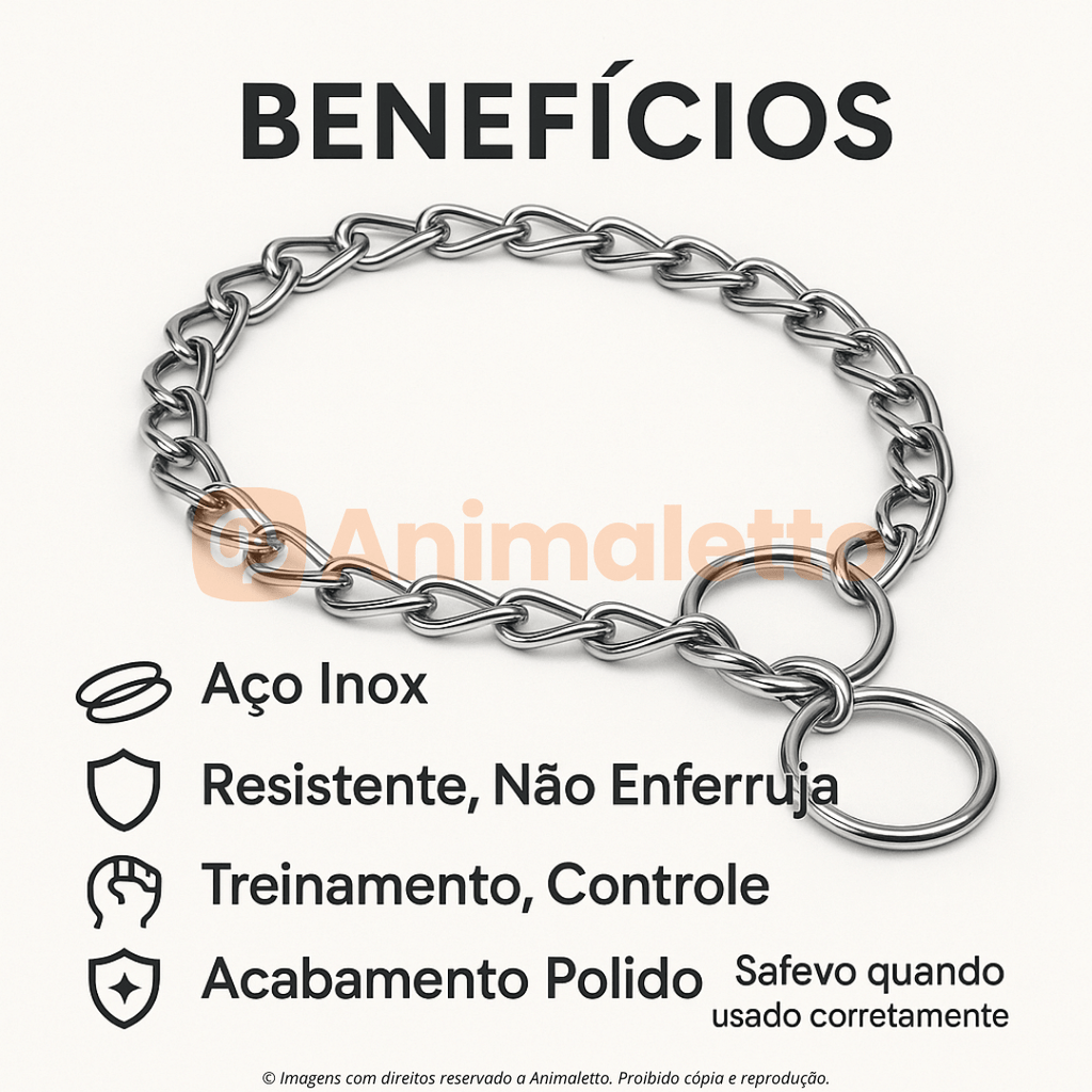 Enforcador Aço Inox Elo Curto/Longo Cães Controle Treino