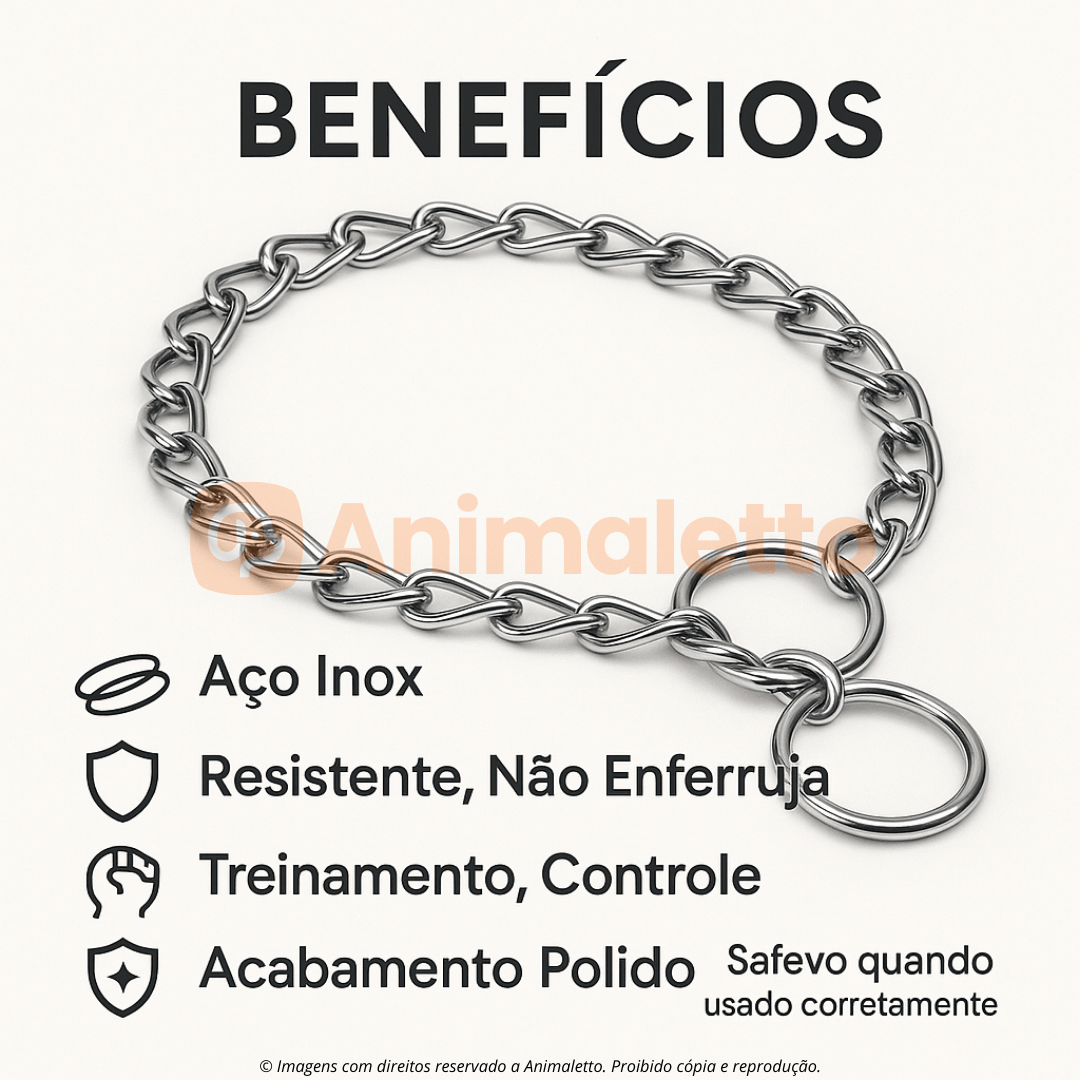 Enforcador Aço Inox Elo Curto/Longo Cães Controle Treino