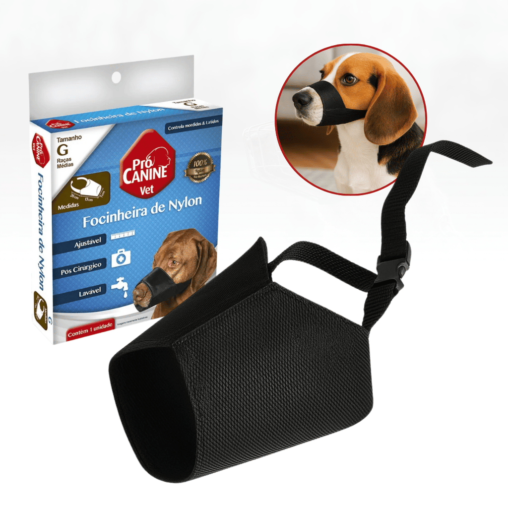 Focinheira de Nylon Ajustável para Cães PróCanine Vet
