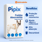Fralda Higiênica Descartável para Cães Pet Pipix Macho 6 Un