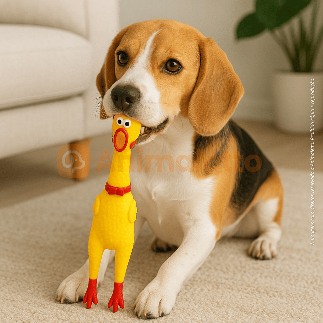 Frango Galinha Brinquedo Pet Borracha Mordedor com Apito 30cm