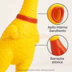 Frango Galinha Brinquedo Pet Borracha Mordedor com Apito 30cm