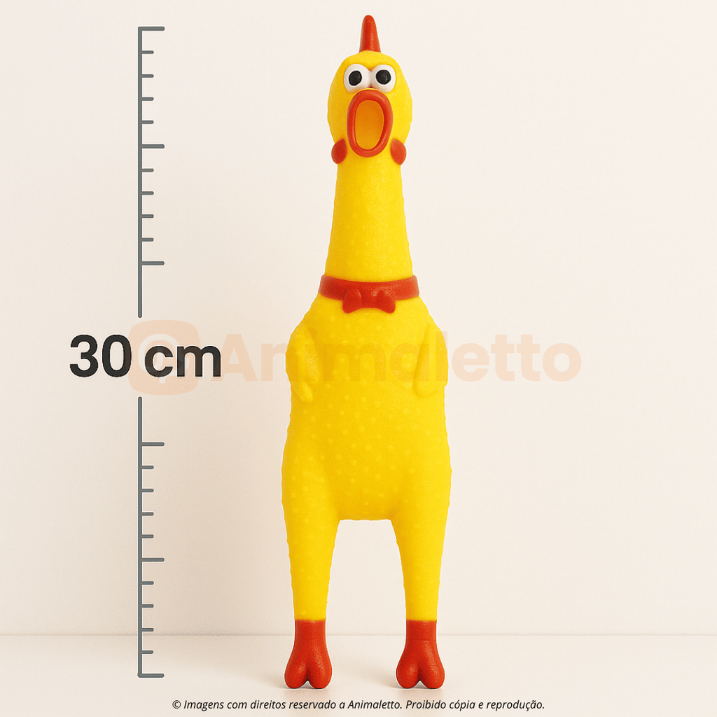 Frango Galinha Brinquedo Pet Borracha Mordedor com Apito 30cm