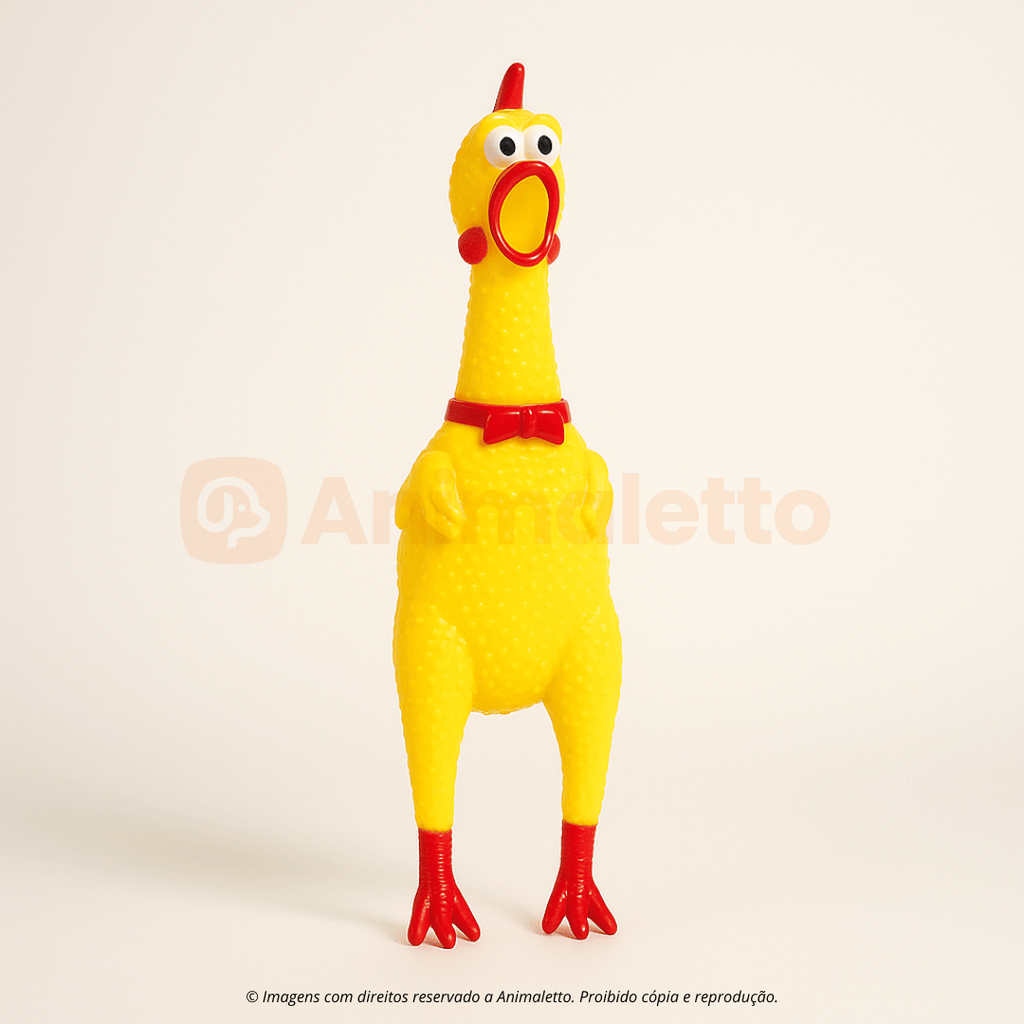 Frango Galinha Brinquedo Pet Borracha Mordedor com Apito 30cm