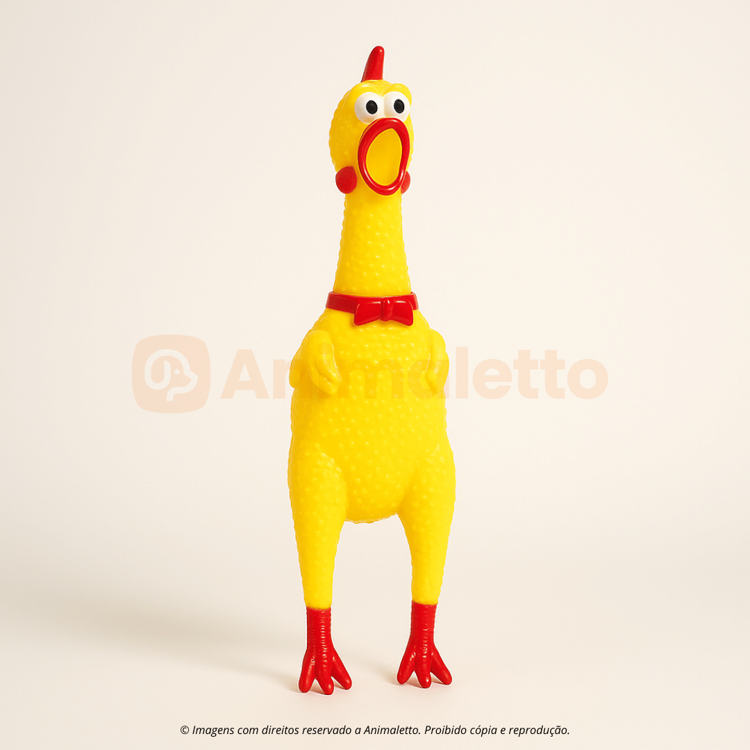 Frango Galinha Brinquedo Pet Borracha Mordedor com Apito 30cm