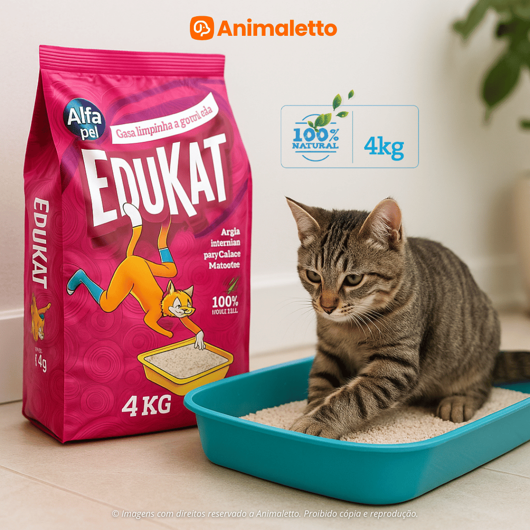 Kit 5 Areia Sanitária Edukat Higiênica Natural Para Gatos Pacotes Com 4Kg