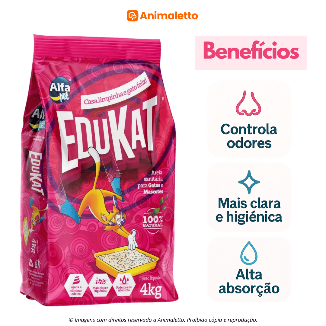 Kit 5 Areia Sanitária Edukat Higiênica Natural Para Gatos Pacotes Com 4Kg
