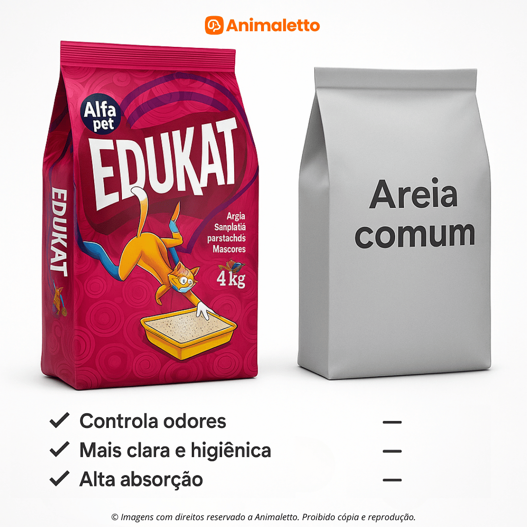 Kit 5 Areia Sanitária Edukat Higiênica Natural Para Gatos Pacotes Com 4Kg